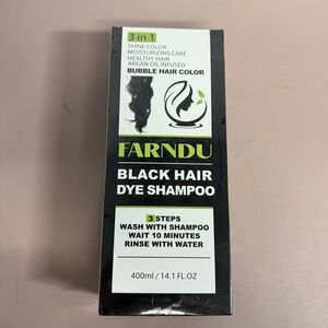 FARNDU Black Hair Dye Shampoo 14.1 fl.oz/400ml Exp: 04/2028 Sealed Pack
